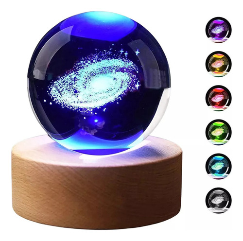 Luminária De Mesa Bola Cristal 3d  Led Colorido Premium