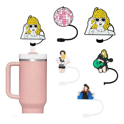 Tapa Para Popote 12 Piezas, Compatible Con Stanley, Silicone Sin Bpa, Reutilizable, Para Vasos De 30 Y 40 Oz, Diseño Tierno Y Elegante Agua