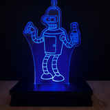 Lampara Led 3d Rgb Holograma Con Control Bender Futurama