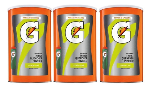 3 Gatorade En Polvo Sabores Naranja Lima O Uva 2.38 Kg