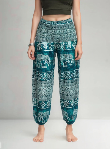 Colombo Pants - Elástico Turquesa Cómodos Playa Hippie Yoga