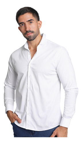 Camisa Social Manga Longa Slim Masculina C/ Elastano