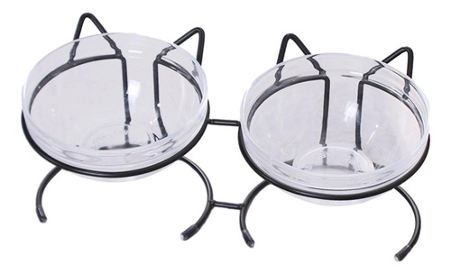 Cuenco Para Comida Para Gatos, Soporte Doble Cuenco Negro Z