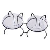 Cuenco Para Comida Para Gatos, Soporte Doble Cuenco Negro Z