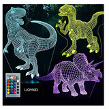 Luz Nocturna De Dinosaurio 3d  Lmpara De Ilusin 3d De Tres P