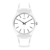 Reloj Swatch White Trip De Silicona So29k401 Color De La Malla Transparente Color Del Fondo Blanco