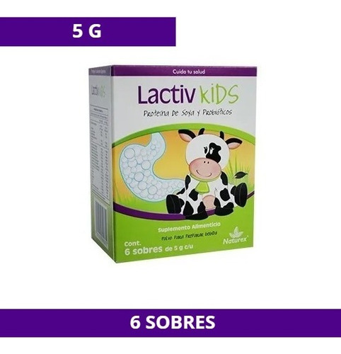 Lactiv Kids Proteína De Soya, Probióticos C/6 Sobres Naturex Sabor Natural