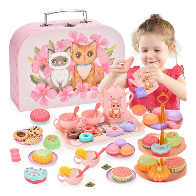 Jitnetiy 44 Piezas Juego De Te Para Niñas Juguete De Postre Fiestas Té Comida De Cocina Juguete,juguete De Simulación De Cocina Para Niños Regalos De Cumpleaños Para Niños