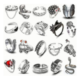 Joyería Anillo Ajustable Gótica Punk Para Hombres 20 Pcs