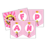 Kit Imprimible Banderín Princesa Peach Editable