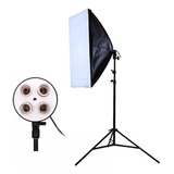 Kit Soft Box Soquete E27 Quadruplo 50 X 70 + Tripé 2m