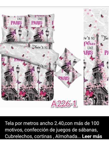 Juego De Sabanas Sencilla Mas Cortinas París 