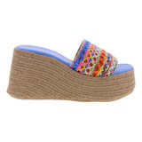 Sandalias Slip On De Plataforma Banda Tejida Multicolor Aona