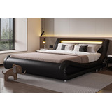 Base P/cama Moderna Led Matrimonial Marca Sha Cerlin Negro