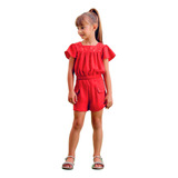 Conjunto Festa Natal Infanto Juvenil Feminino Short Cropped 