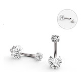 Navel - Piercing Ombligo Rosca Interna Corazon Strass