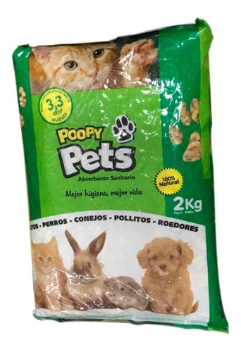 Pellets Poopy Pets Cama Sanitaria 2 Kg Para Gato