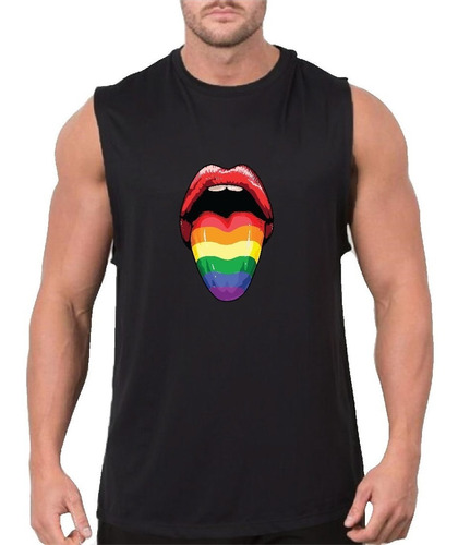Regata Masculina Algodão Camiseta Língua Lgbt Homo Igualdade