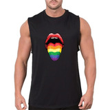 Regata Masculina Algodão Camiseta Língua Lgbt Homo Igualdade