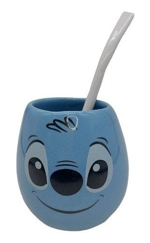 Mate Stitch Lilo Y Stitch Kawaii De Ceramica Celeste 10 Cm