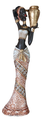 Escultura Mulher Africana Decorativa 35cm