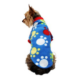 Suéter Polar P/perro C/huellas Color Azul Talla 8 Pet Pals