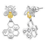 Pendientes Bee & Hive, Plata De Ley 925, Diseño De Abeja (pl