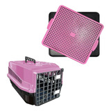 Kit Caixa Transporte N4 P/ Cachorros E Tapete Higienico Rosa