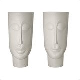 Kit Vaso Planta Face Totem Mulher Homem N85 Cimento Beje 80l