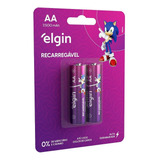 Cartela 2 Pilhas Aa Recarregável Elgin 2500 Mah