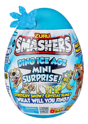 Huevo De Dinosaurio Sorpresa Smashers Azul 10 Pzs - Zuru