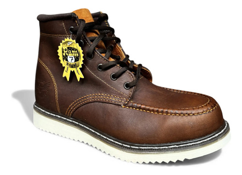 Bota Agujeta Hombre Cosida Piel Suela Hule Trabajo Edgar | Envío gratis