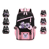 Mochila Casual Escolar Lap Top Pack Color Negro Diseño J