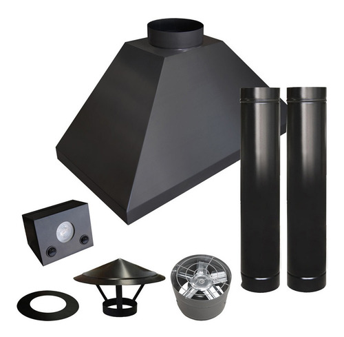 Kit Coifa De 120cm + Chaminé 2m + Iluminação + Exaustor