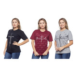 Lote 10 T-shirt Camiseta Feminina Roupa Atacado Religiosa