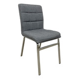 4 Sillas Comedor Cocina Base Cromada Asiento Acolchado Sale! Estructura De La Silla Cromado Asiento Simil Lino Gris