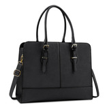 Elegante Tote Bolsa Para Laptop 15.6 Casual De Mujer De Moda Color Negro Diseño De La Tela Liso