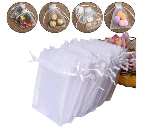 25 Bolsas De Organza Grandes 25 X 35 Cms Blancas