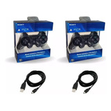 Kit 2 Controle Joystick Compativel Ps3  + Cabo Carregador