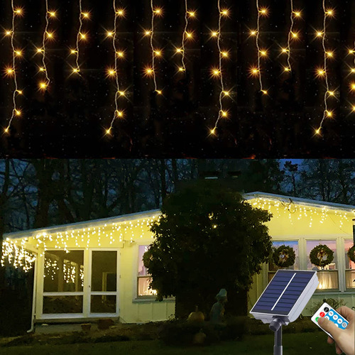 Luces Solares De Carambano De Navidad Mejoradas, 304 Luces L