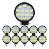 10x Farol De Milha 14 Led 42w 12v/24v Redondo Off-road 6000k