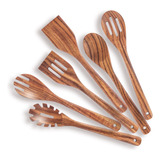 Cucharas De Cocina De Madera Juego 6 Piezas Antiadherentes