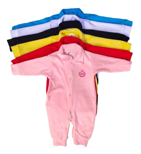 Kit 5 Peças Macacão Bebê Plush Antialérgico Pijama Algodão