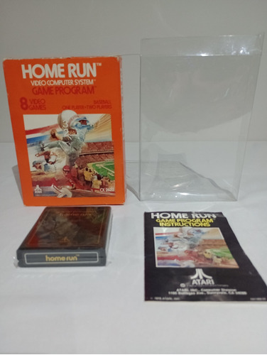 Atari 2600 Home Run En Caja, Juego, Manual Y Protector 