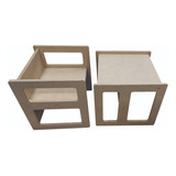 2x Silla Mesa Cubo Montessori Evolutiva Para Chicos Mdf