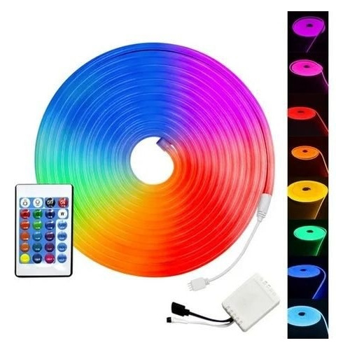 Kit 10 Mangueira Fita Led Rgb Neon 12v 5m Flexível + Fonte5a