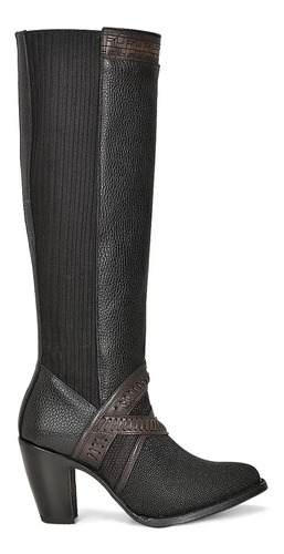 Cuadra Botas Altas Dama En Piel Genuina De Mantarraya Negras