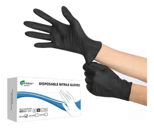 Guantes De Nitrilo De Látex Sin Polvo Blanco Azul Negro100pz