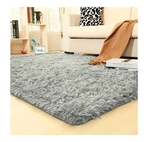 Tapete Alfombra Peluda 180*200 Cm Para Sala Gris