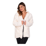 Casaco Sobretudo Com Capuz Teddy Bear Feminino Moda Inverno